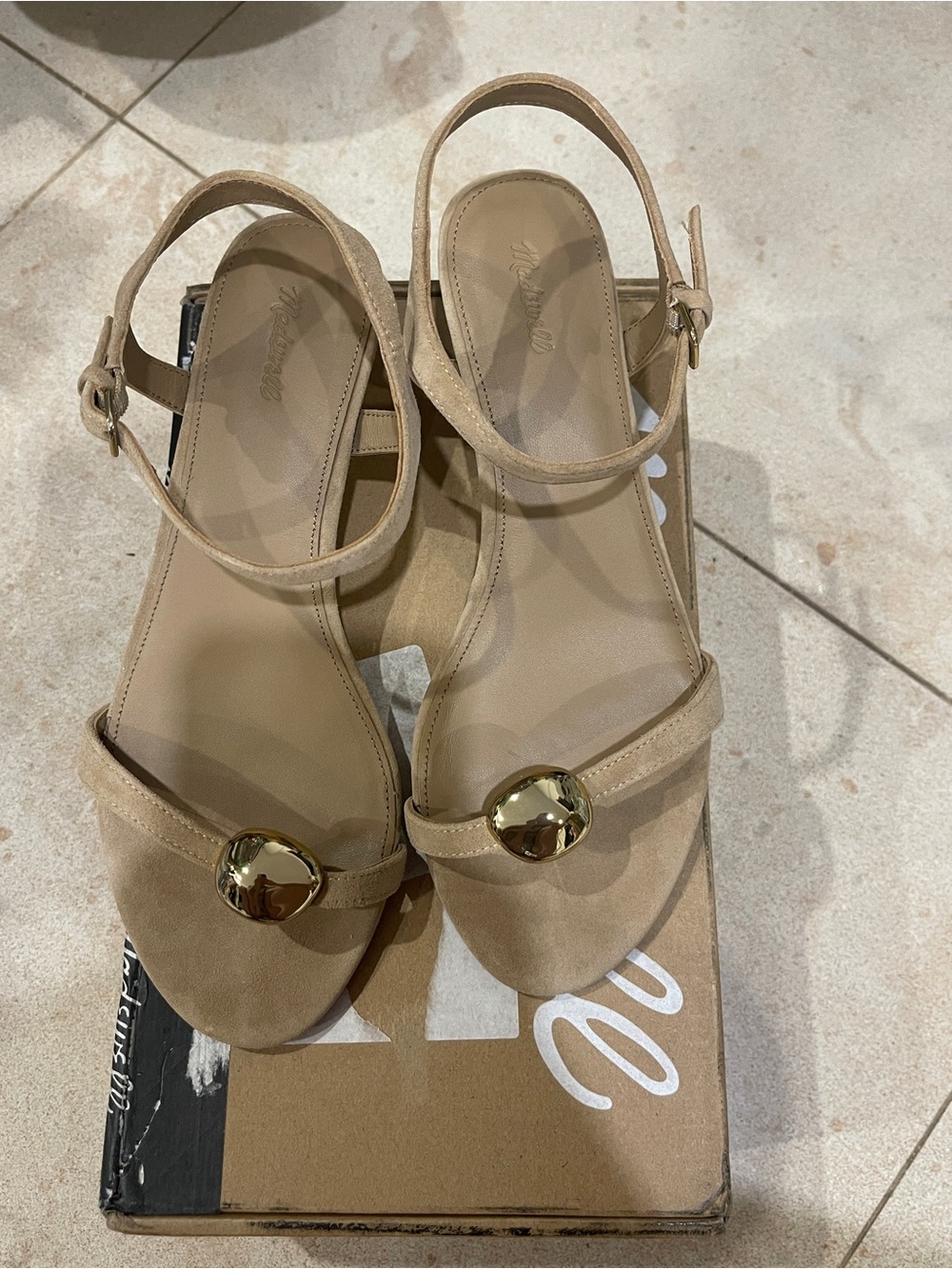 Madewell The Mika Kitten Heel Sandal in Suede - Field Khaki 9.5sz women’s